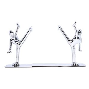 Metal Book Ends Stainless Steel Man bookends Nonskid Bookends Art Bookend Unique Men Design Simple Fashionable Decorative Bookends for Home Office Bar Restaurant Silver 1 Pair