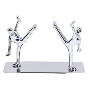Metal Book Ends Stainless Steel Man bookends Nonskid Bookends Art Bookend Unique Men Design Simple Fashionable Decorative Bookends for Home Office Bar Restaurant Silver 1 Pair