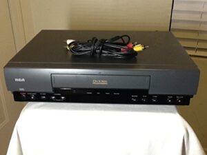 rca vr327 vcr video cassette recorder 4-head hi-fi stereo vhs player. on-screen programming. works great. comes with a/v cable for tv connection