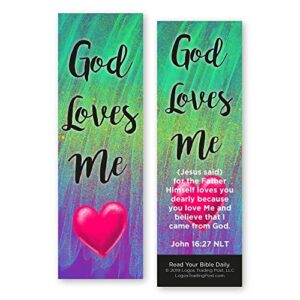 children’s christian bookmark – god loves me | john 16:27 | pack of 25