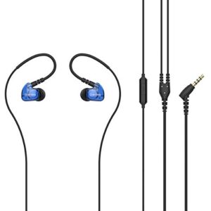 Granvela GV1 HD Classic Sports Earphones IPX5 Waterproof Running Earbuds Wired with Mic, Memory Wire Earhook and Clip - Blue