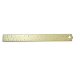 6 inch brass ruler – etched markings – durable tiny ruler, ideal for bullet journals, notebooks, planners, diaries and as a bookmark. fits in inner pocket – marked with in and cm/mm (gold brass)