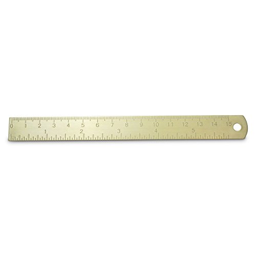 6 Inch Brass Ruler - Etched Markings - Durable Tiny Ruler, Ideal for Bullet Journals, Notebooks, Planners, Diaries and As a Bookmark. Fits in Inner Pocket - Marked with in and cm/MM (Gold Brass)