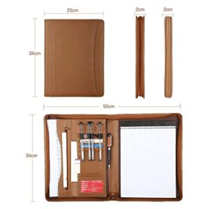 Leathario Portfolio Business Folder Padfolio A4 Writing Pad Document Organizer for Men Women School Office Conference Notepad Clip Boards