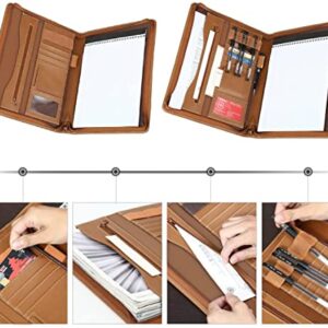 Leathario Portfolio Business Folder Padfolio A4 Writing Pad Document Organizer for Men Women School Office Conference Notepad Clip Boards