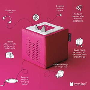 Toniebox Audio Player Starter Set with Elsa, Anna, Olaf, and Playtime Puppy - Listen, Learn, and Play with One Huggable Little Box - Pink