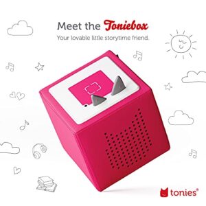 Toniebox Audio Player Starter Set with Elsa, Anna, Olaf, and Playtime Puppy - Listen, Learn, and Play with One Huggable Little Box - Pink