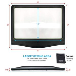 [Rechargeable] 3X Large Ultra Bright LED Page Magnifier with 12 Anti-Glare Dimmable LEDs (More Evenly Lit Viewing Area & Relieve Eye Strain)-Ideal for Reading Small Prints & Low Vision…
