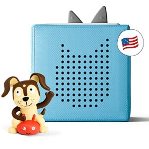 toniebox audio player starter set with playtime puppy – listen, learn, and play with one huggable little box – light blue