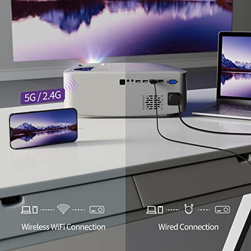 WEWATCH V70S Native 1080P Projector, with 120inch Projector Screen,500 ANSI Lumen 20,000LM 5G WiFi Bluetooth Projector for Indoor Office, Full HD Home Theater Movie Projector, Portable Video Projector