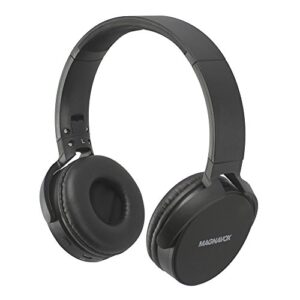 magnavox mbh542-bk wireless stereo headphones with microphone and bluetooth wireless technology in black | available in black, blue, red, grey and white | bluetooth headphones | on-ear headphones |