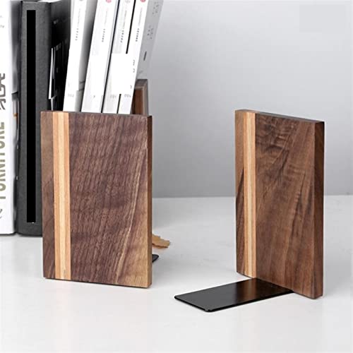 SZYAWsd File Sorters Heavy Duty Bookend Wooden Bookend with Metal Base Magazines Books Display Holder