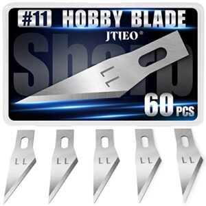 jtieo 60 pcs exacto knife blades high carbon steel #11 replacement hobby blade hobby knife blades refills art blades with storage case exacto blade for art, craft, scrapbooking, stencil