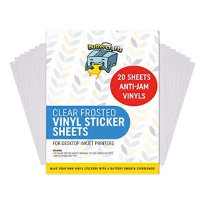 clear printable vinyl for inkjet printer (clear sticker paper | waterproof | 20 sheets) – transparent inkjet printable vinyl sticker paper avoid jams for printers | transparent sticker paper