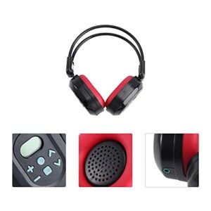 Lurrose Foldable Wireless Headphone Portable FM Stereo Headset Radio Headphones for Mowing, Jogging, Walking, Daily Works (Black Red)