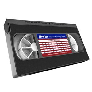mwin vhs head cleaner for vhs/vcr players, dry technology- no fluid reusable video head cleaner tape