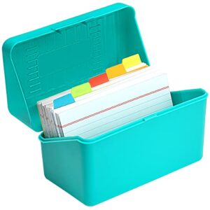 h4d 3×5 index card holder with dividers and ruled index cards 100 count, teal