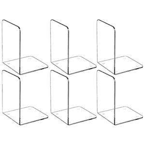 SZYAWsd File Sorters 6pcs Clear Bookends Acrylic Book Ends for Shelves Heavy Duty Bookends Plastic Bookends for Home Office LibraryBook Stopper