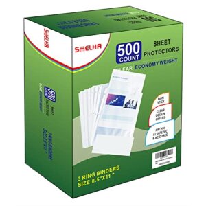 sheet protectors 500 page,page protector 8.5″ x 11″ ，upgraded thick material,for 3 ring binder, top loading paper protector with reinforced holes,holds multiple sheets，letter size, …