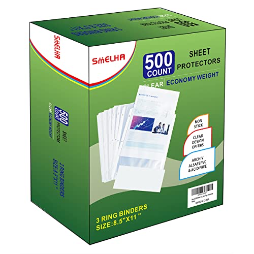 Sheet Protectors 500 Page,Page Protector 8.5" x 11" ，Upgraded Thick Material,for 3 Ring Binder, Top Loading Paper Protector with Reinforced Holes,Holds Multiple Sheets，Letter Size, …