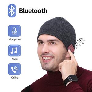 Bluetooth Beanie Hats, Christmas Tech Gifts for Men Women, Wireless Music Hat Headphones - Unisex Winter Knit Cap Headset with Built-in Mic, 100% Washable