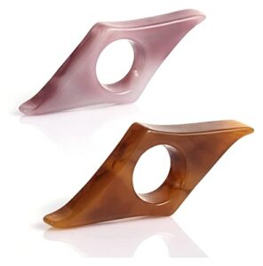 bdaas 2pcs resin bookmark holder thumb ring page holder book reading accessories for book reading lovers students teachers (brown, purple)