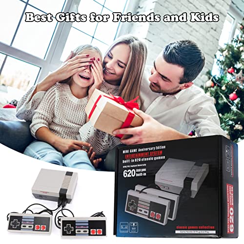 Retro Game Console with 620 Video Games and 2 Classic Controllers, Plug and Play TV Games with AV Output, 8-Bit Video Game System with Classic Games, an Ideal Gift for Kids and Adults