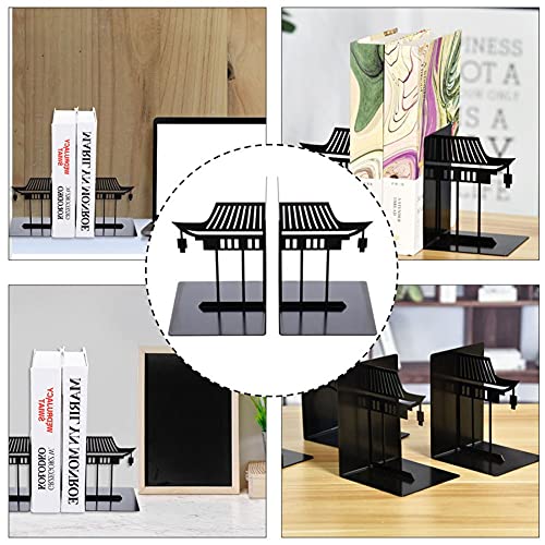 HALOU 1 Pair of Practical Metal Bookends Chinese Style Bookshelf Book Stands Reading Bookshelf