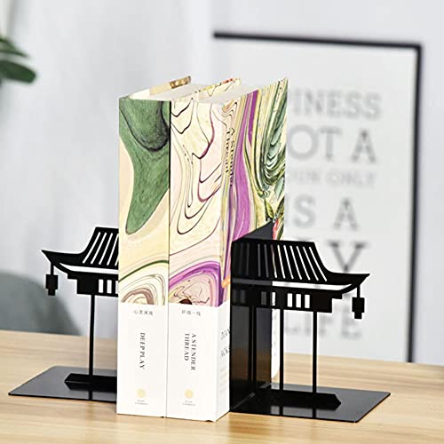 HALOU 1 Pair of Practical Metal Bookends Chinese Style Bookshelf Book Stands Reading Bookshelf