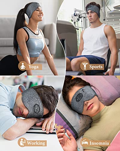 Sleep Headphones Bluetooth Sleeping Headband: 10Hrs Wireless Music Eye Mask with Soft Cozy Earbuds Comfortable Earphones for Side Sleepers (Small Size(C: 20"-22"))