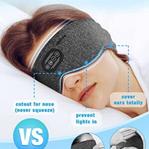 Sleep Headphones Bluetooth Sleeping Headband: 10Hrs Wireless Music Eye Mask with Soft Cozy Earbuds Comfortable Earphones for Side Sleepers (Small Size(C: 20"-22"))