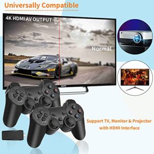 FUNTELL Wireless Retro Game Console, Plug & Play Video TV Game Stick With 10000+ Games Built-in, 64G, 9 Emulators, 4K HDMI Output for TV with Dual 2.4G Wireless Controllers