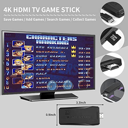 FUNTELL Wireless Retro Game Console, Plug & Play Video TV Game Stick With 10000+ Games Built-in, 64G, 9 Emulators, 4K HDMI Output for TV with Dual 2.4G Wireless Controllers