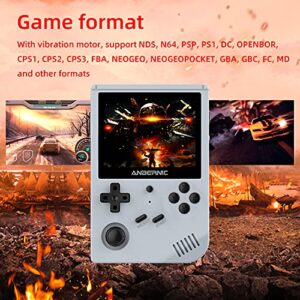 RG351V Handheld Game Console , Plug & Play Video Games Supports Double TF Extend 256GB , Portable Game Console 3.5 Inch IPS Screen 2521 Games (Gray)