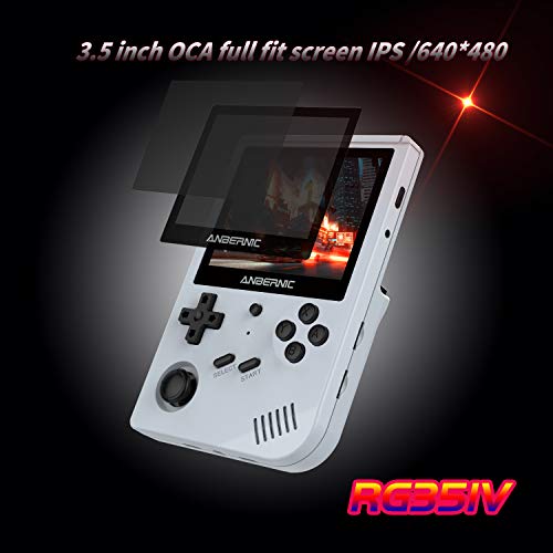 RG351V Handheld Game Console , Plug & Play Video Games Supports Double TF Extend 256GB , Portable Game Console 3.5 Inch IPS Screen 2521 Games (Gray)