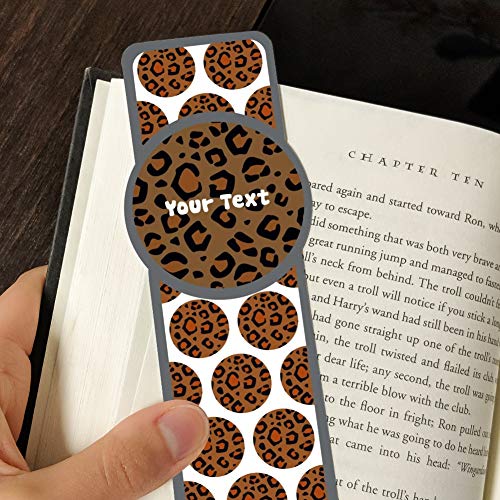 Personalized Custom 1 Line Leopard Animal Print Set of 3 Glossy Laminated Bookmarks