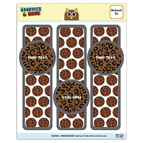 Personalized Custom 1 Line Leopard Animal Print Set of 3 Glossy Laminated Bookmarks