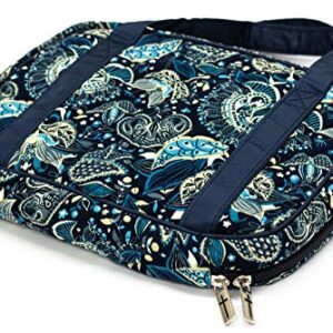 Dicksons Saved by Grace Cross Navy Cotton Bible Cover Case with Purse Handles, Large Print