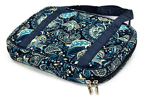 Dicksons Saved by Grace Cross Navy Cotton Bible Cover Case with Purse Handles, Large Print