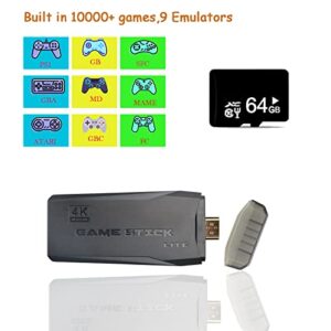 Anyando Wireless Retro Game Console, Plug and Play Video Game Stick Built in 10000+ Games,9 Classic Emulators, 4K High Definition HDMI Output for TV with Dual 2.4G Wireless Controllers