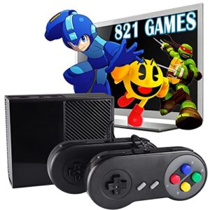 fadist retro game console, built in 821 classic nes games, 4k hdmi hd output, game box with 2 wired controller, plug and play video games console, ideal gift for kids, friend