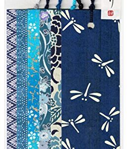 Yuzen Washi bookmark Aizen-style stencil dyeing blue 6 pieces A set