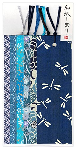 Yuzen Washi bookmark Aizen-style stencil dyeing blue 6 pieces A set