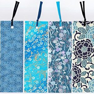 Yuzen Washi bookmark Aizen-style stencil dyeing blue 6 pieces A set