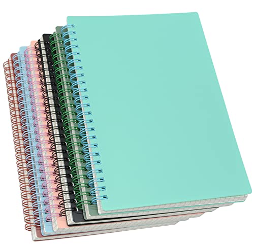 Spiral Notebook, 6 Pcs A5 Thick Plastic Hardcover 8mm Ruled 6 Color 80 Sheets -160 Pages Journals for Study and Notes (6 colors, A5 5.7" x 8.3"-Ruled)