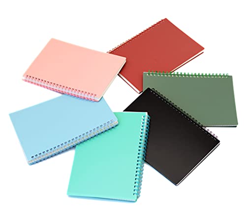 Spiral Notebook, 6 Pcs A5 Thick Plastic Hardcover 8mm Ruled 6 Color 80 Sheets -160 Pages Journals for Study and Notes (6 colors, A5 5.7" x 8.3"-Ruled)