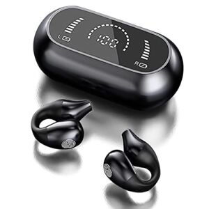 linnnzi wireless ear clip bone conduction headphones, 2023 new mini open ear headphones with led power display, noise reduction, bluetooth 5.2 earbuds earpiece for running, sports, cycling