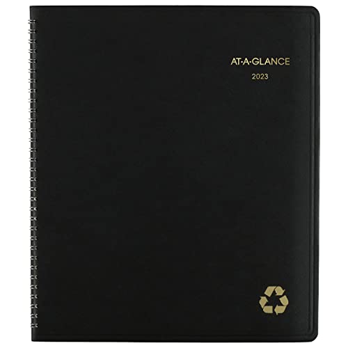 AT-A-GLANCE 2023 Monthly Planner, 9" x 11", Large, Recycled, Monthly Tabs, Black (70260G05)