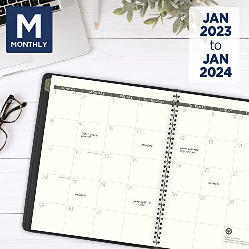 AT-A-GLANCE 2023 Monthly Planner, 9" x 11", Large, Recycled, Monthly Tabs, Black (70260G05)