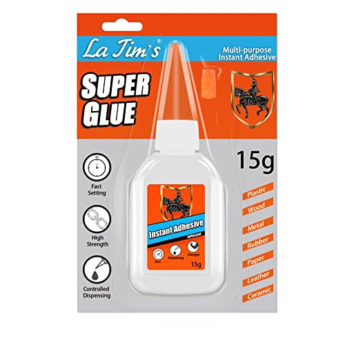 Super Glue, 15 Gram, Clear, Dries in Just 10 Seconds, Instant Bond Strong Adhesive for Plastic, Wood, DIY & Crafts